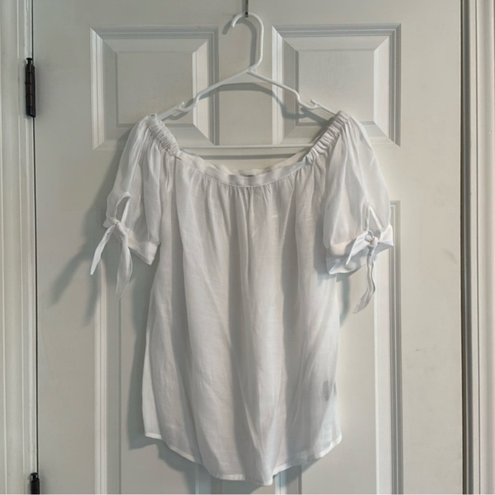 Harve Bernard White Coastal Loose Fit Blouse size M - Picture 2 of 12